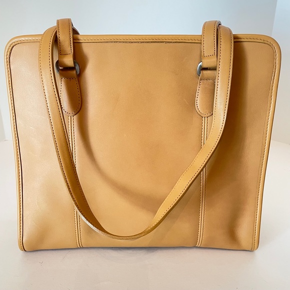 Vintage Coach Classic Compartment Tote Leather Shoulder Bag 9872 Camel USA - Picture 4 of 16